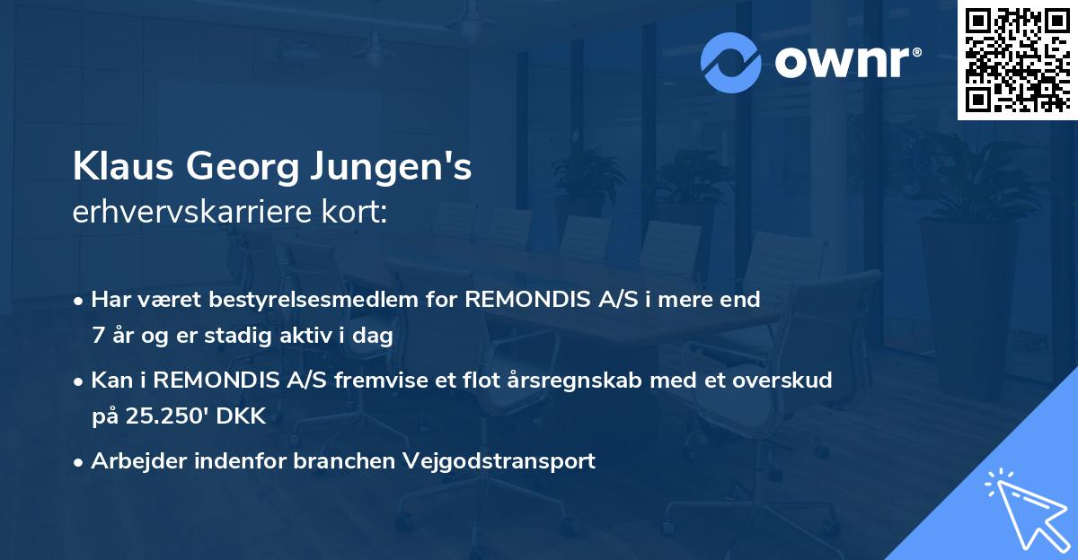 Klaus Georg Jungen's erhvervskarriere kort