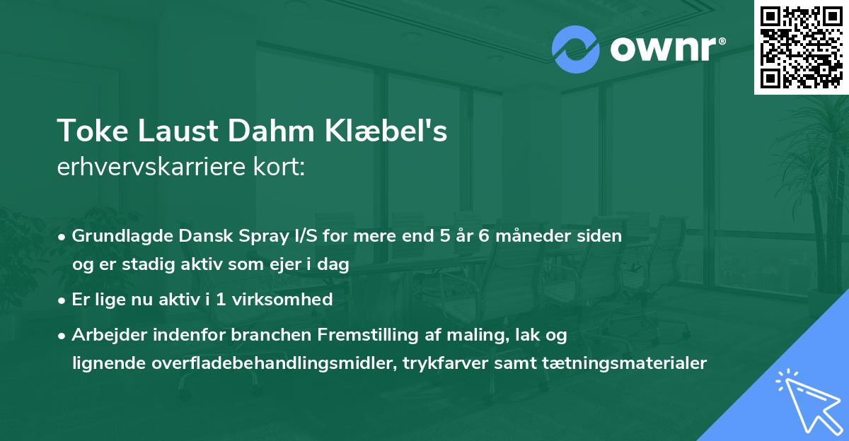 Toke Laust Dahm Klæbel's erhvervskarriere kort