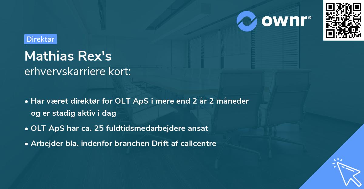 Mathias Rex's erhvervskarriere kort
