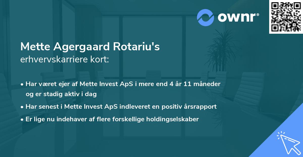 Mette Agergaard Rotariu's erhvervskarriere kort