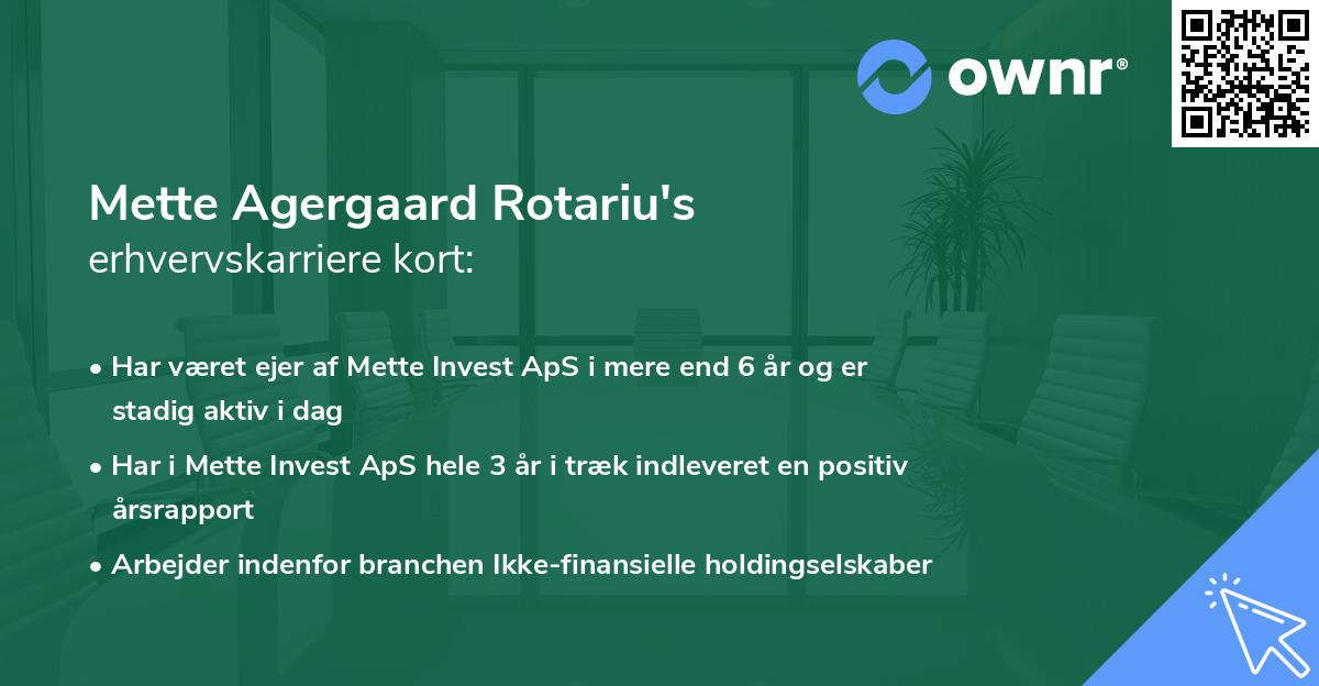 Mette Agergaard Rotariu's erhvervskarriere kort