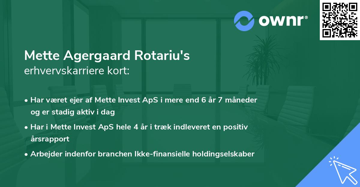 Mette Agergaard Rotariu's erhvervskarriere kort