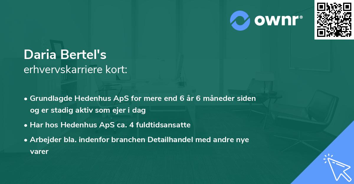 Daria Bertel's erhvervskarriere kort