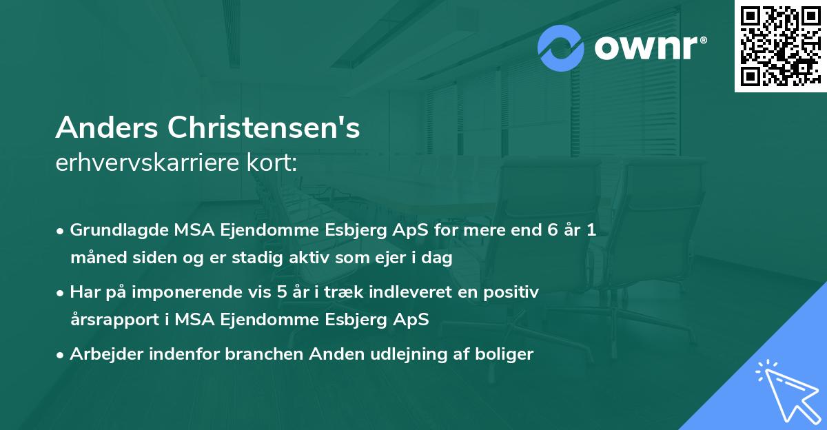 Anders Christensen's erhvervskarriere kort