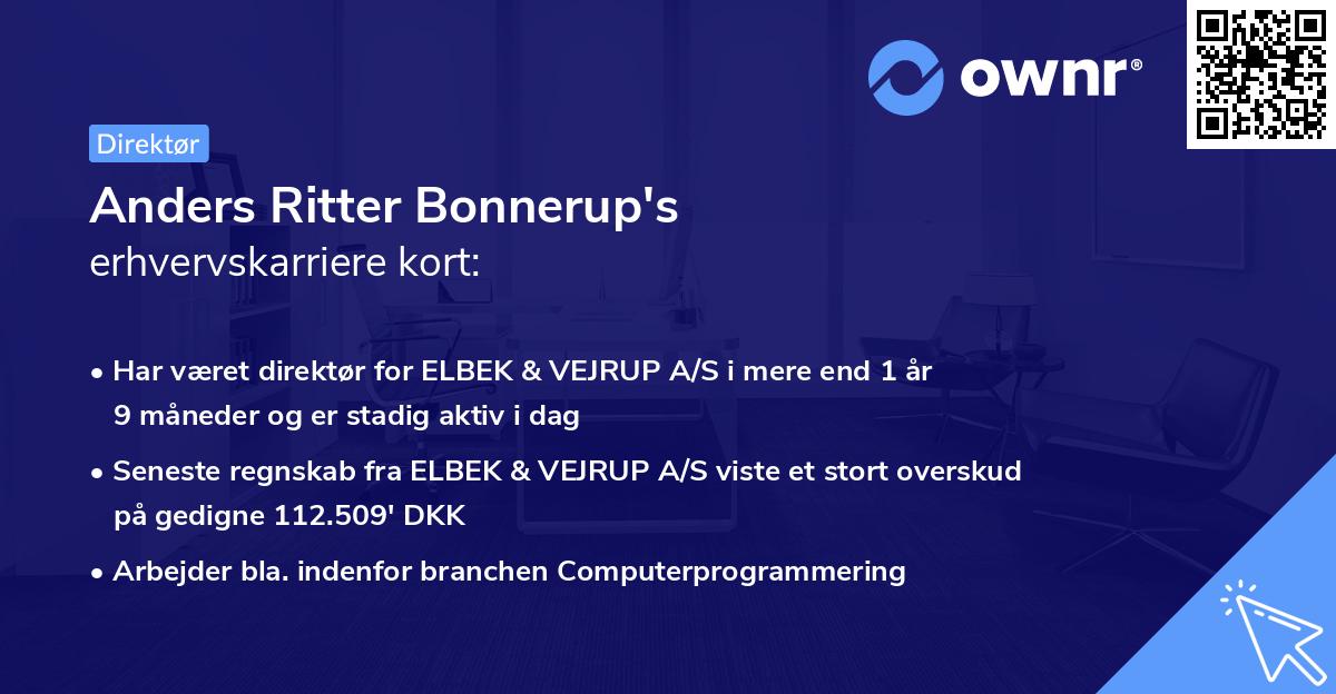Anders Ritter Bonnerup's erhvervskarriere kort