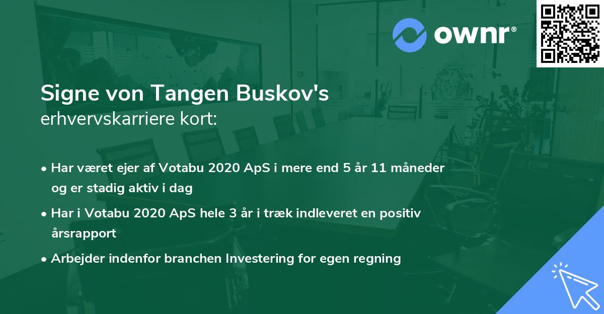 Signe von Tangen Buskov's erhvervskarriere kort