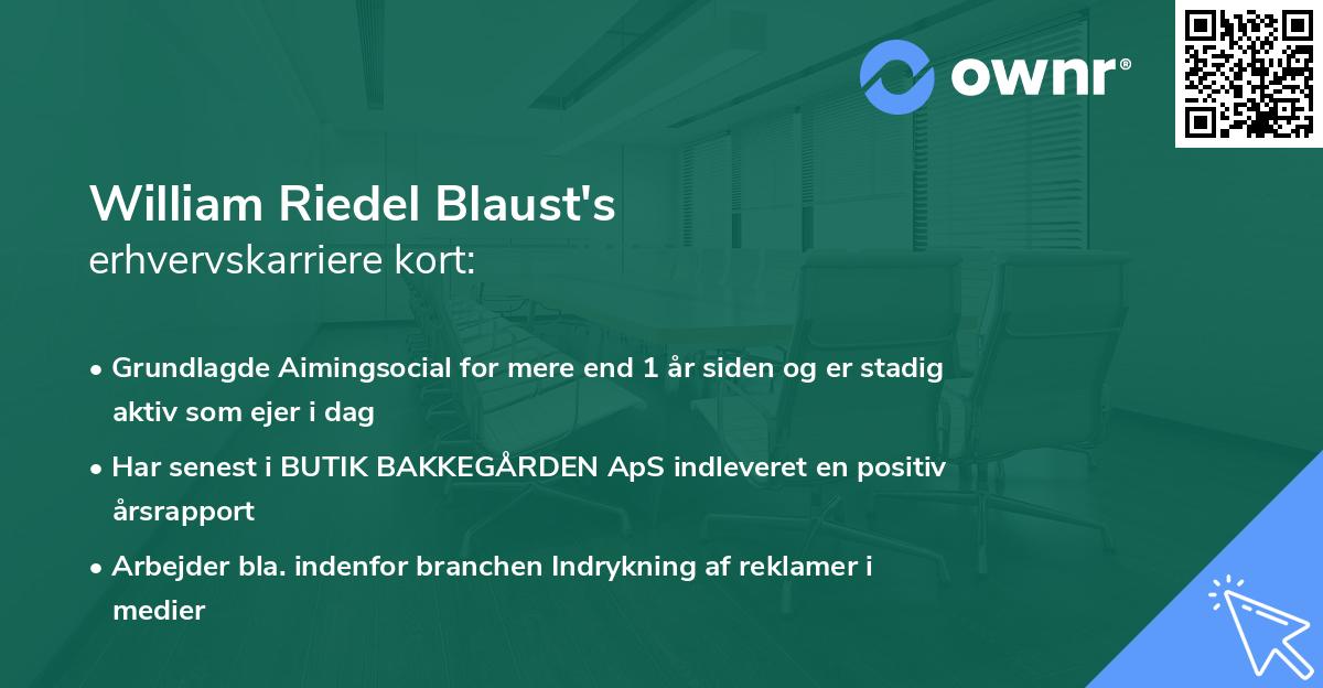 William Riedel Blaust's erhvervskarriere kort
