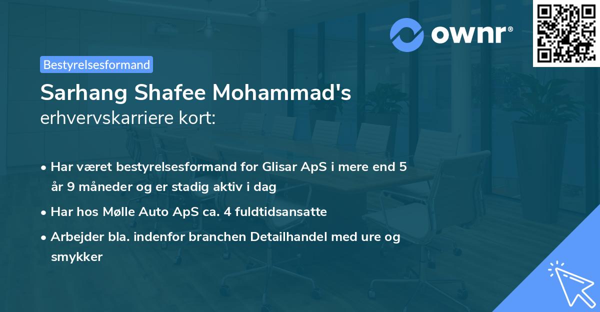 Sarhang Shafee Mohammad's erhvervskarriere kort