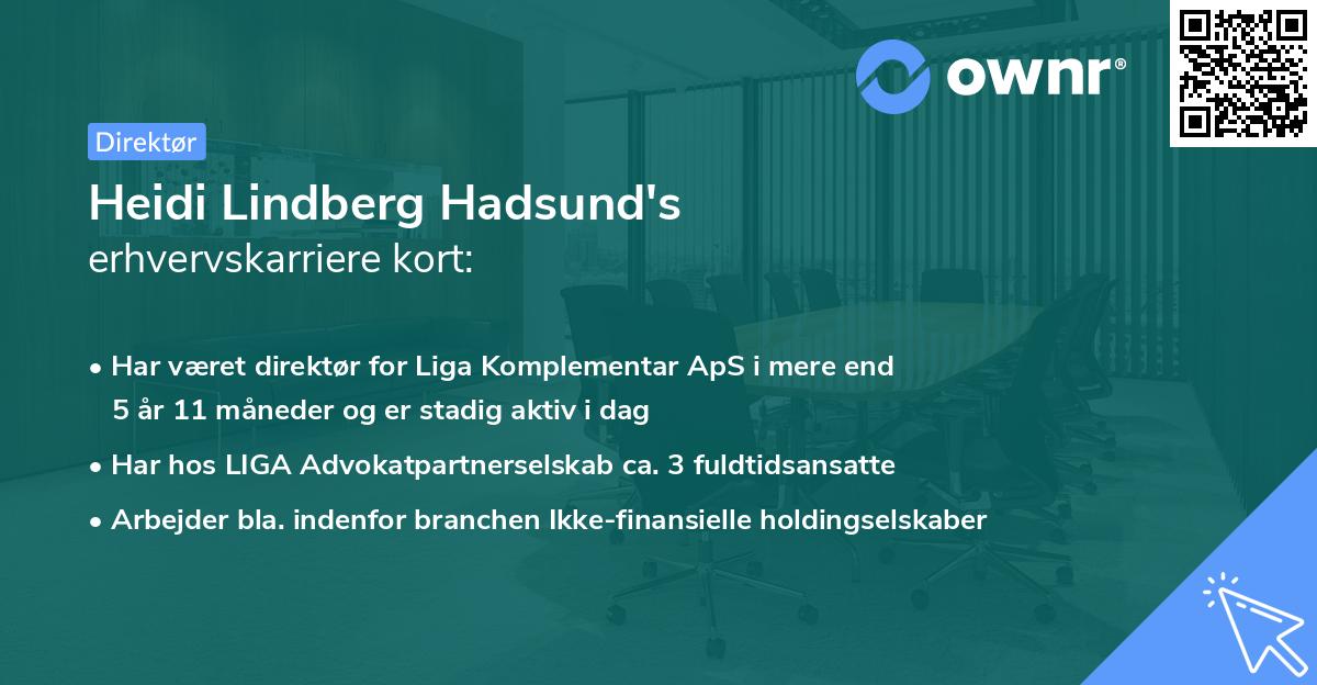Heidi Lindberg Hadsund's erhvervskarriere kort