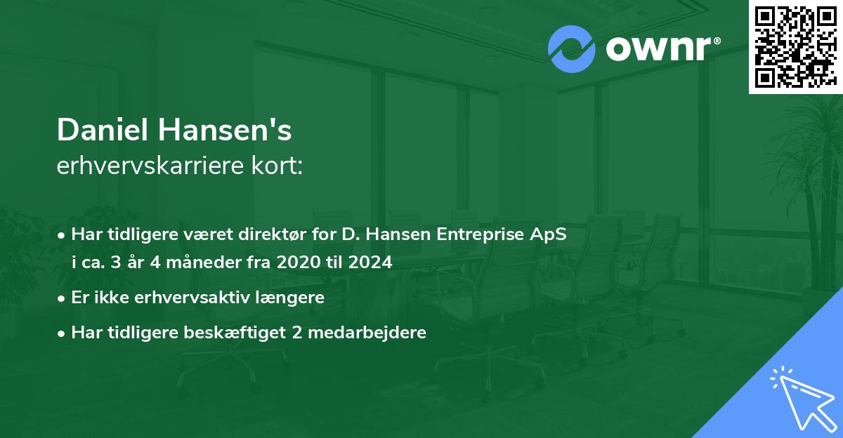 Daniel Hansen's erhvervskarriere kort
