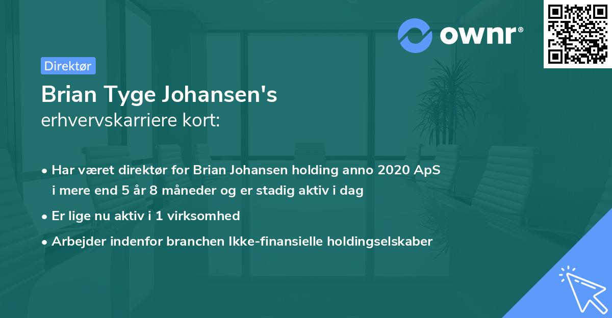 Brian Tyge Johansen's erhvervskarriere kort