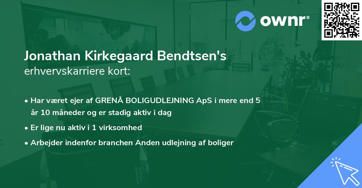 Jonathan Kirkegaard Bendtsen's erhvervskarriere kort