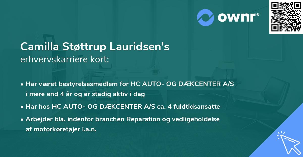 Camilla Støttrup Lauridsen's erhvervskarriere kort