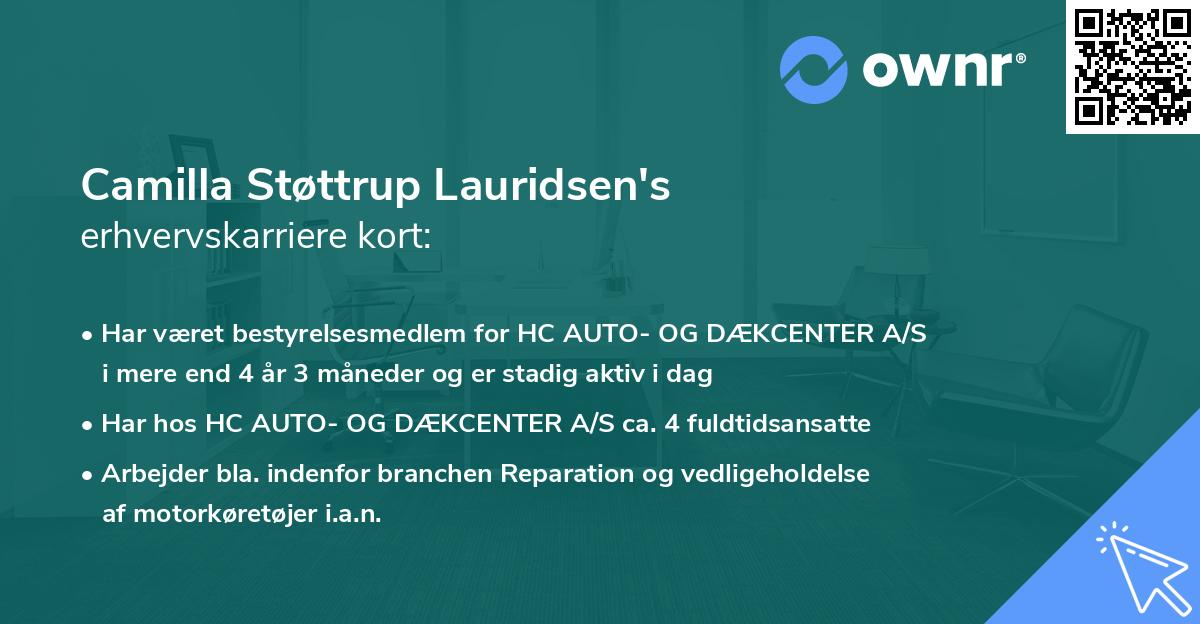 Camilla Støttrup Lauridsen's erhvervskarriere kort