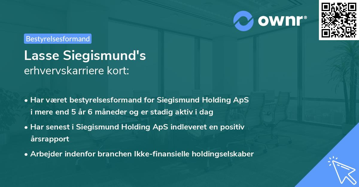 Lasse Siegismund's erhvervskarriere kort