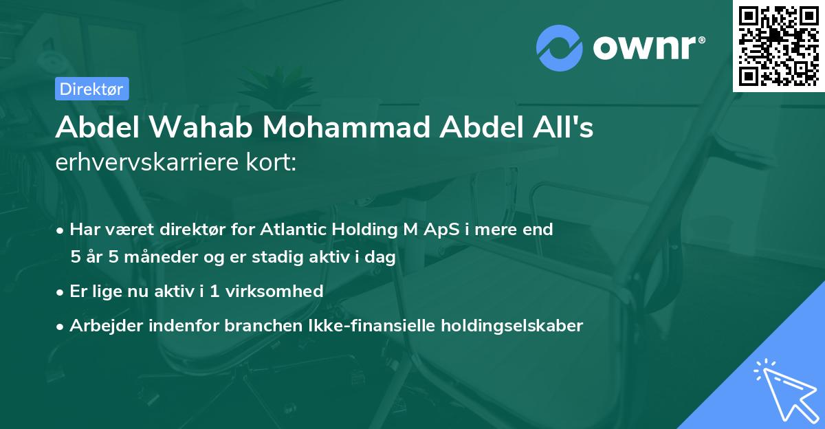 Abdel Wahab Mohammad Abdel All's erhvervskarriere kort