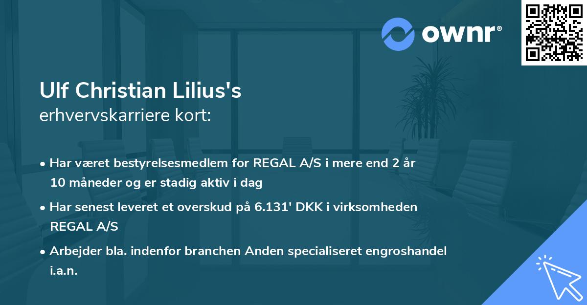 Ulf Christian Lilius's erhvervskarriere kort