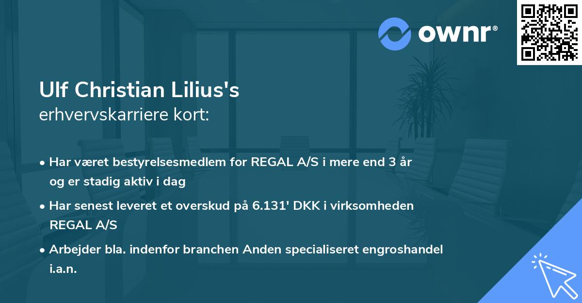 Ulf Christian Lilius's erhvervskarriere kort