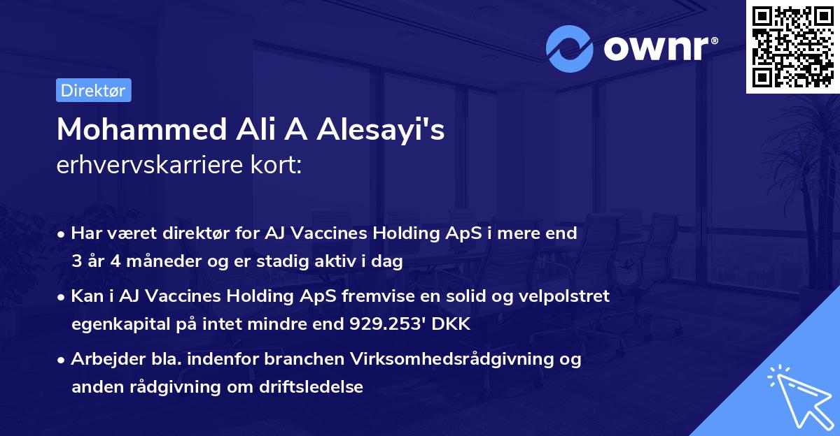 Mohammed Ali A Alesayi's erhvervskarriere kort