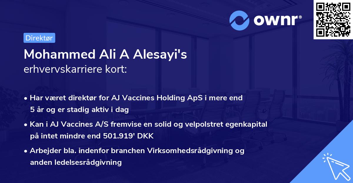 Mohammed Ali A Alesayi's erhvervskarriere kort
