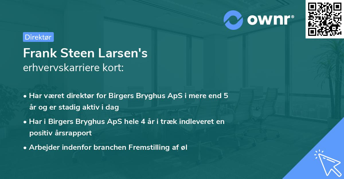 Frank Steen Larsen's erhvervskarriere kort