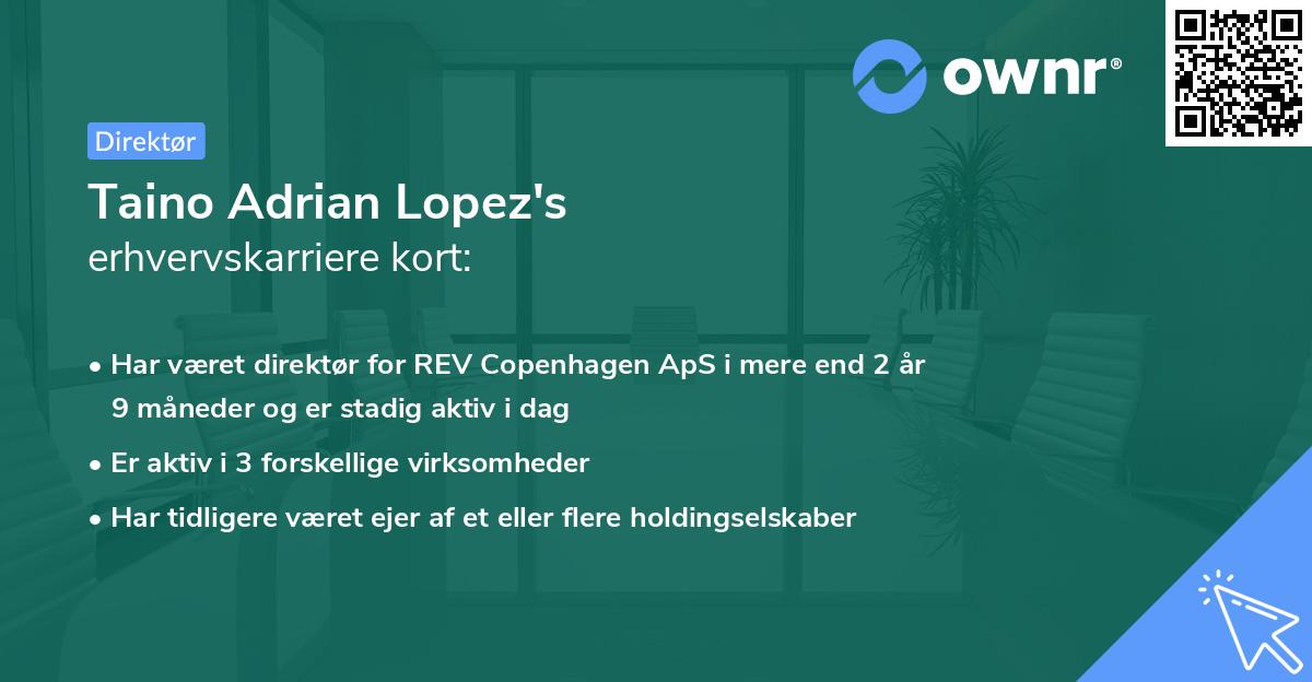 Taino Adrian Lopez's erhvervskarriere kort