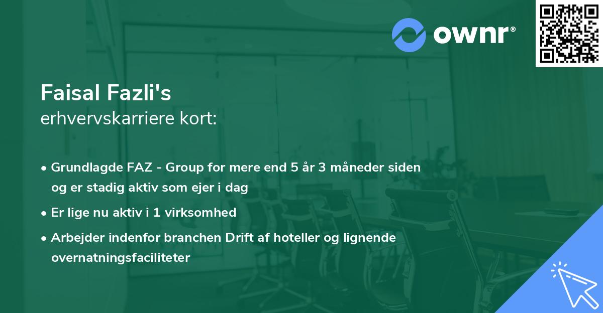 Faisal Fazli's erhvervskarriere kort