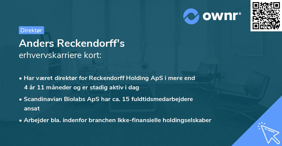 Anders Reckendorff's erhvervskarriere kort