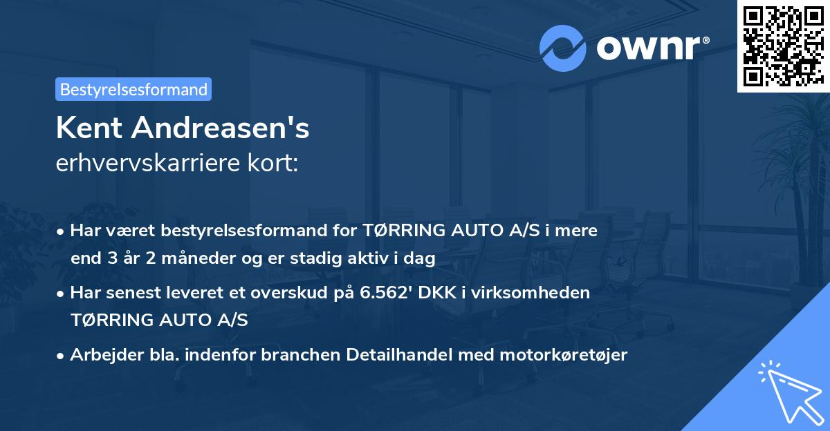 Kent Andreasen's erhvervskarriere kort
