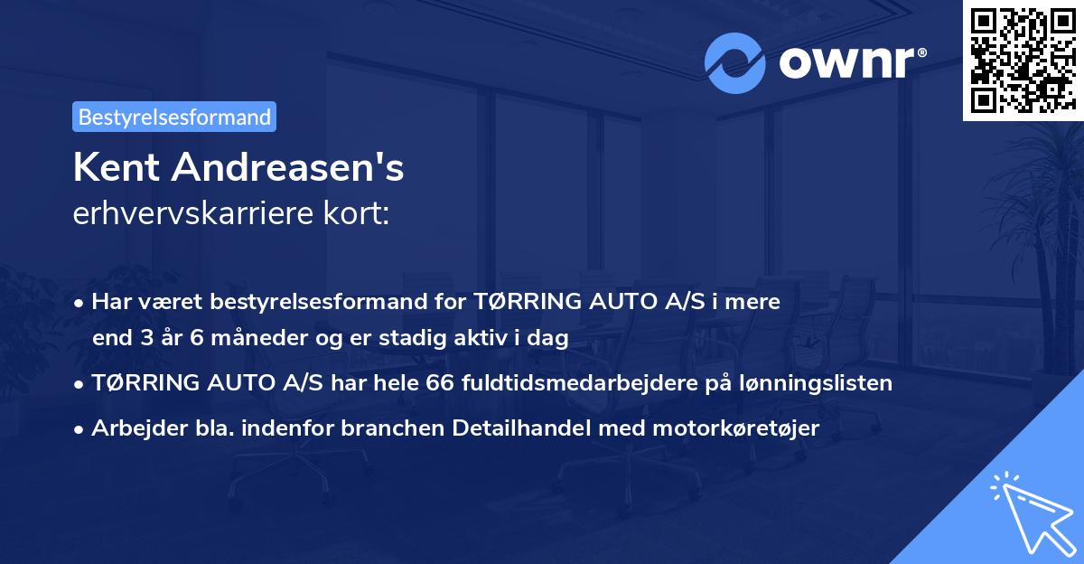 Kent Andreasen's erhvervskarriere kort
