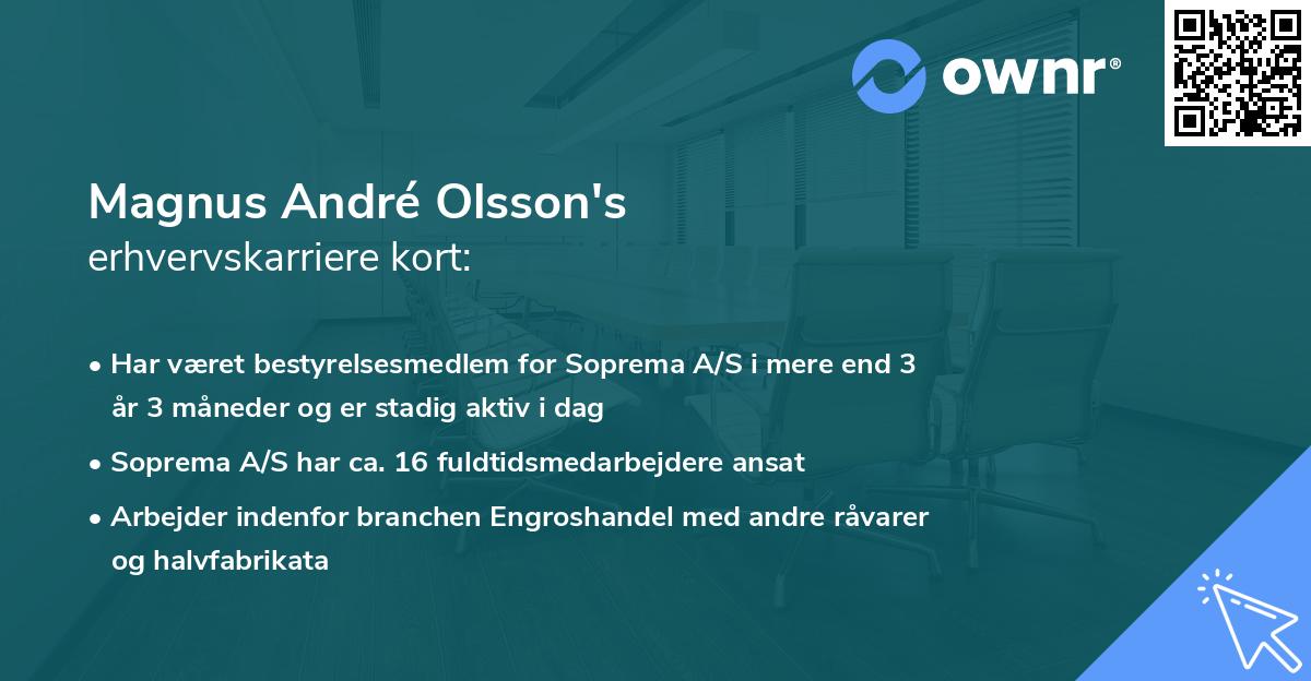 Magnus André Olsson's erhvervskarriere kort