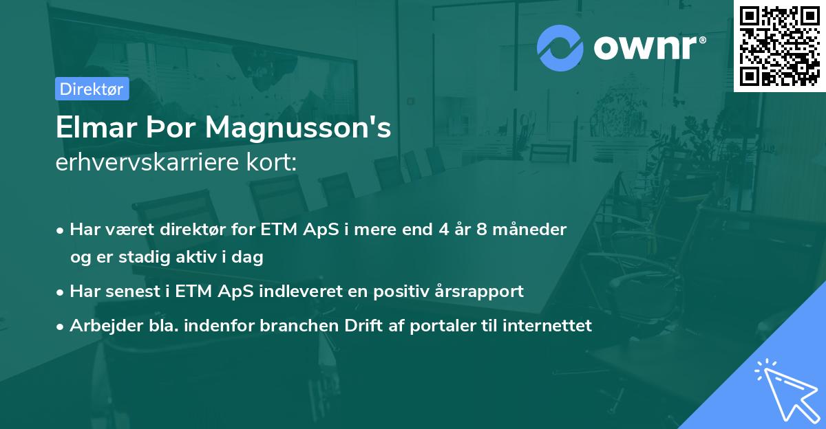 Elmar Þor Magnusson's erhvervskarriere kort