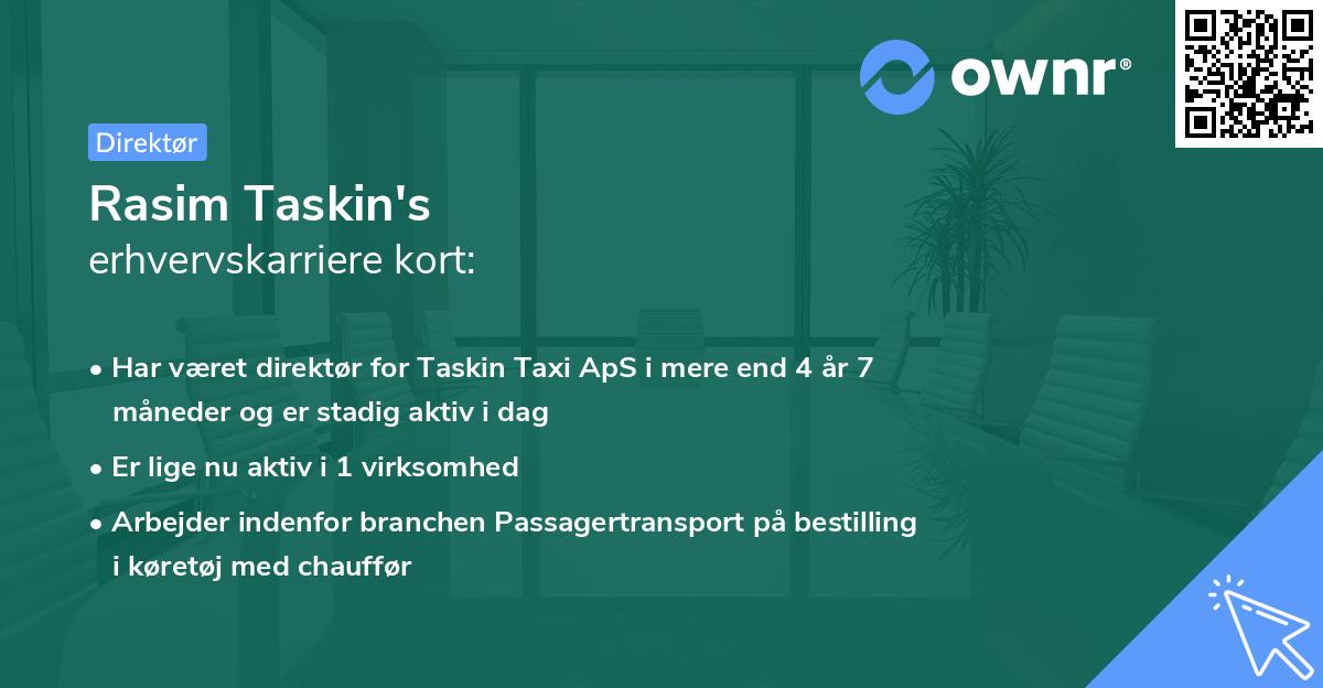 Rasim Taskin's erhvervskarriere kort