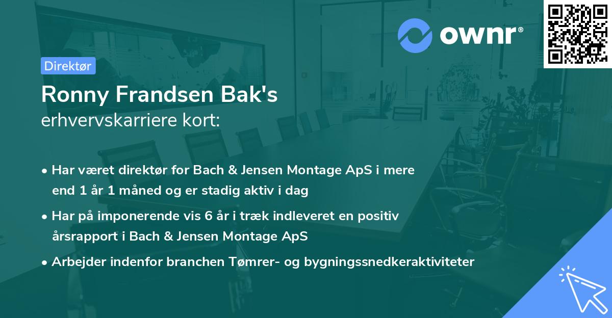 Ronny Frandsen Bak's erhvervskarriere kort