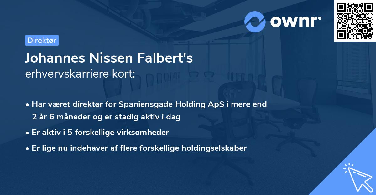 Johannes Nissen Falbert's erhvervskarriere kort