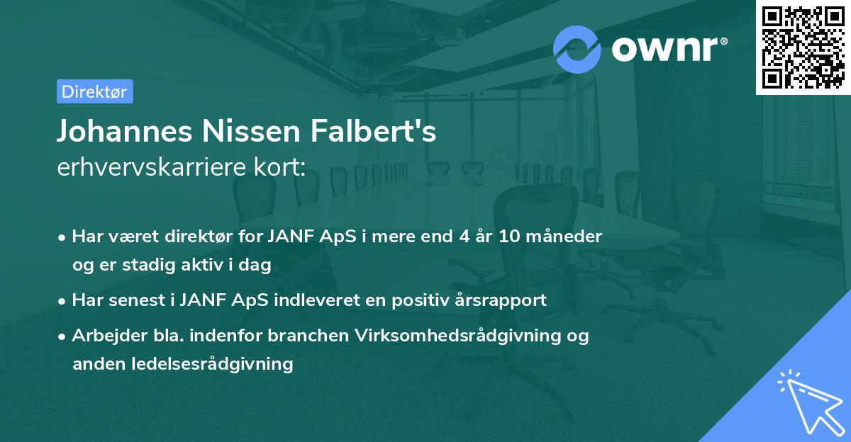 Johannes Nissen Falbert's erhvervskarriere kort