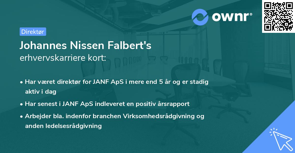 Johannes Nissen Falbert's erhvervskarriere kort