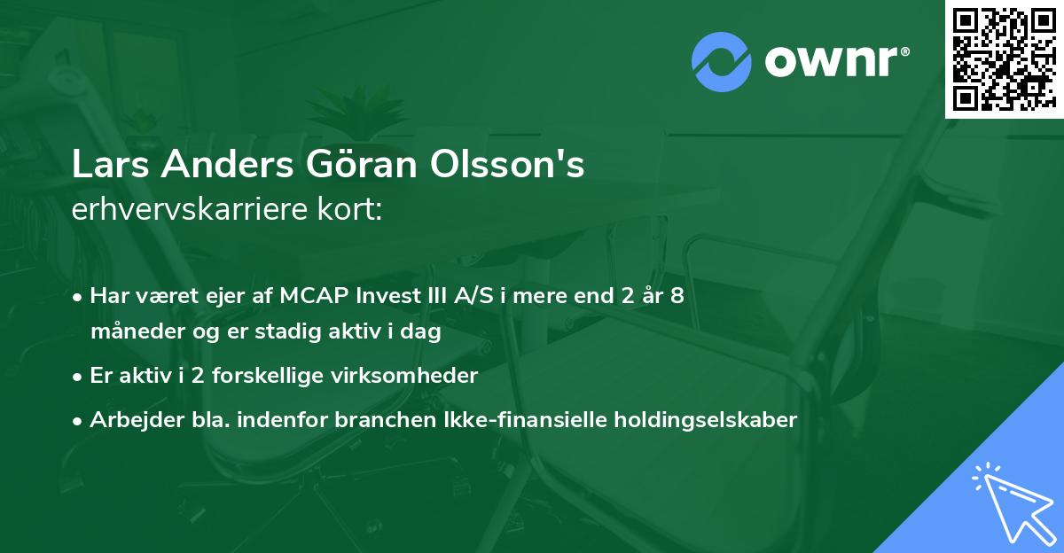 Lars Anders Göran Olsson's erhvervskarriere kort