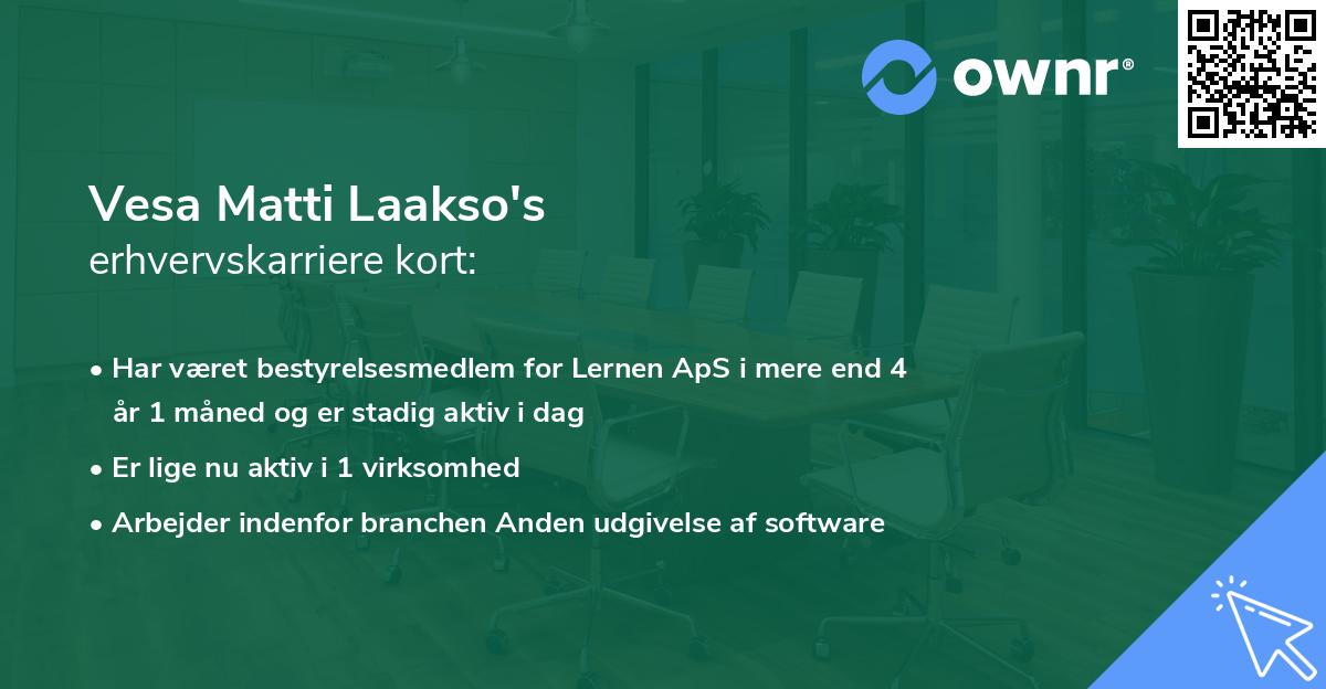 Vesa Matti Laakso's erhvervskarriere kort