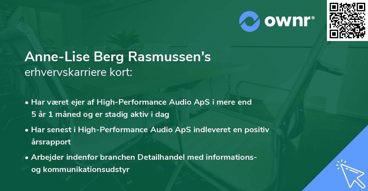 Anne-Lise Berg Rasmussen's erhvervskarriere kort