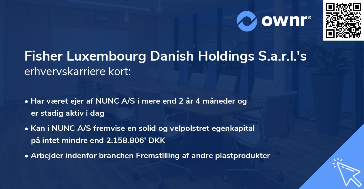 Fisher Luxembourg Danish Holdings S.a.r.l.'s erhvervskarriere kort