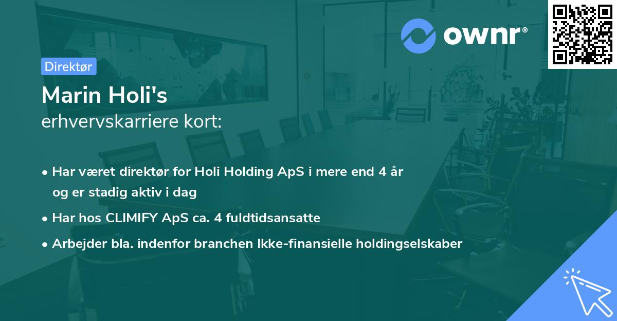 Marin Holi's erhvervskarriere kort