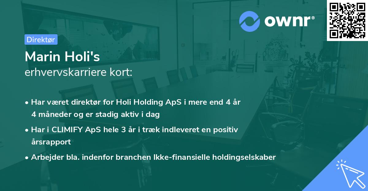 Marin Holi's erhvervskarriere kort