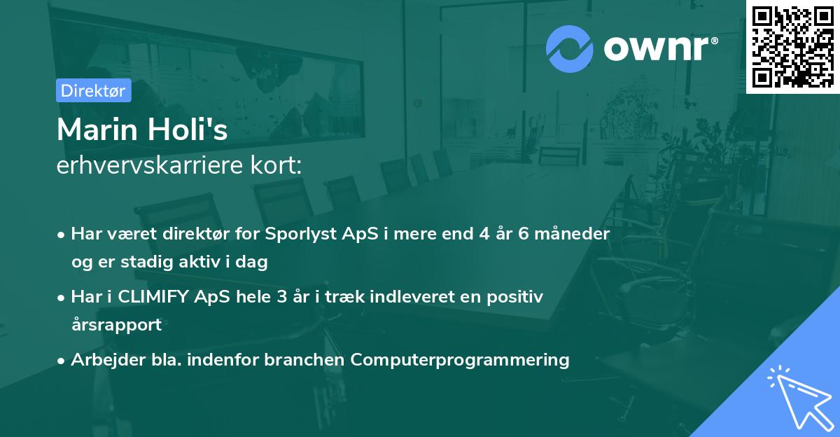 Marin Holi's erhvervskarriere kort