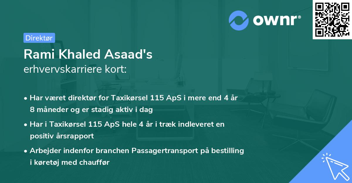 Rami Khaled Asaad's erhvervskarriere kort
