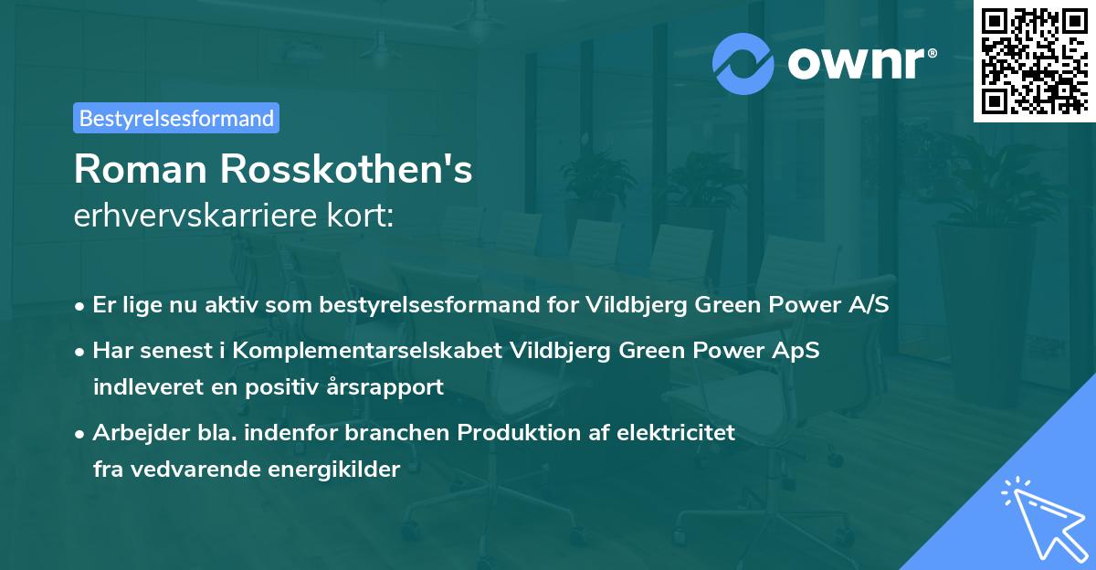 Roman Rosskothen's erhvervskarriere kort