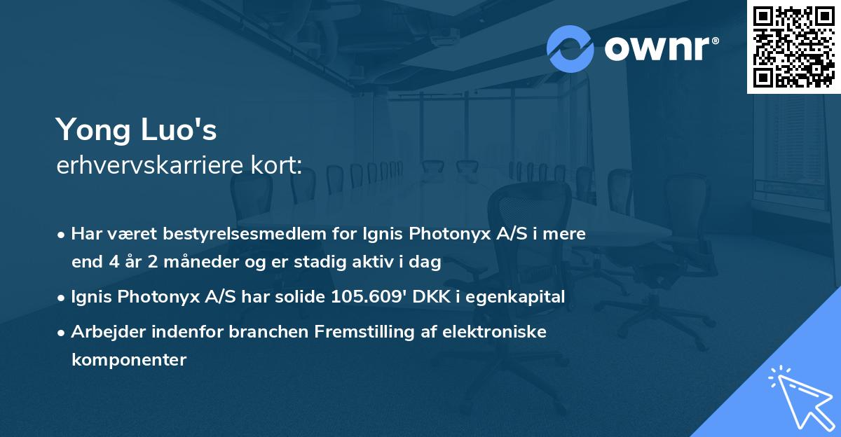 Yong Luo's erhvervskarriere kort