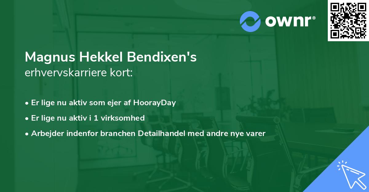 Magnus Hekkel Bendixen's erhvervskarriere kort