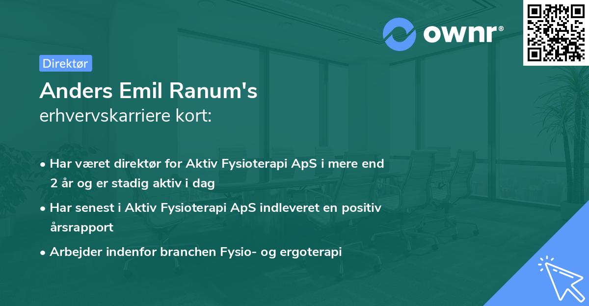 Anders Emil Ranum's erhvervskarriere kort