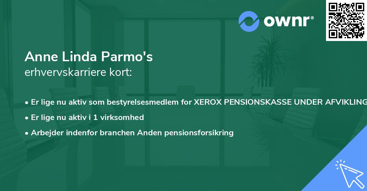 Anne Linda Parmo's erhvervskarriere kort